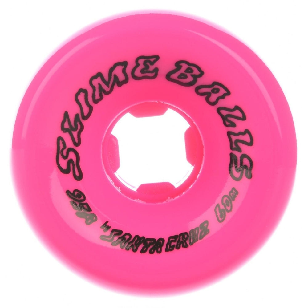 Slime Balls Skateboard Wheels 60mm Scudwads 95A Neon Pink Abec 7 Bearings 