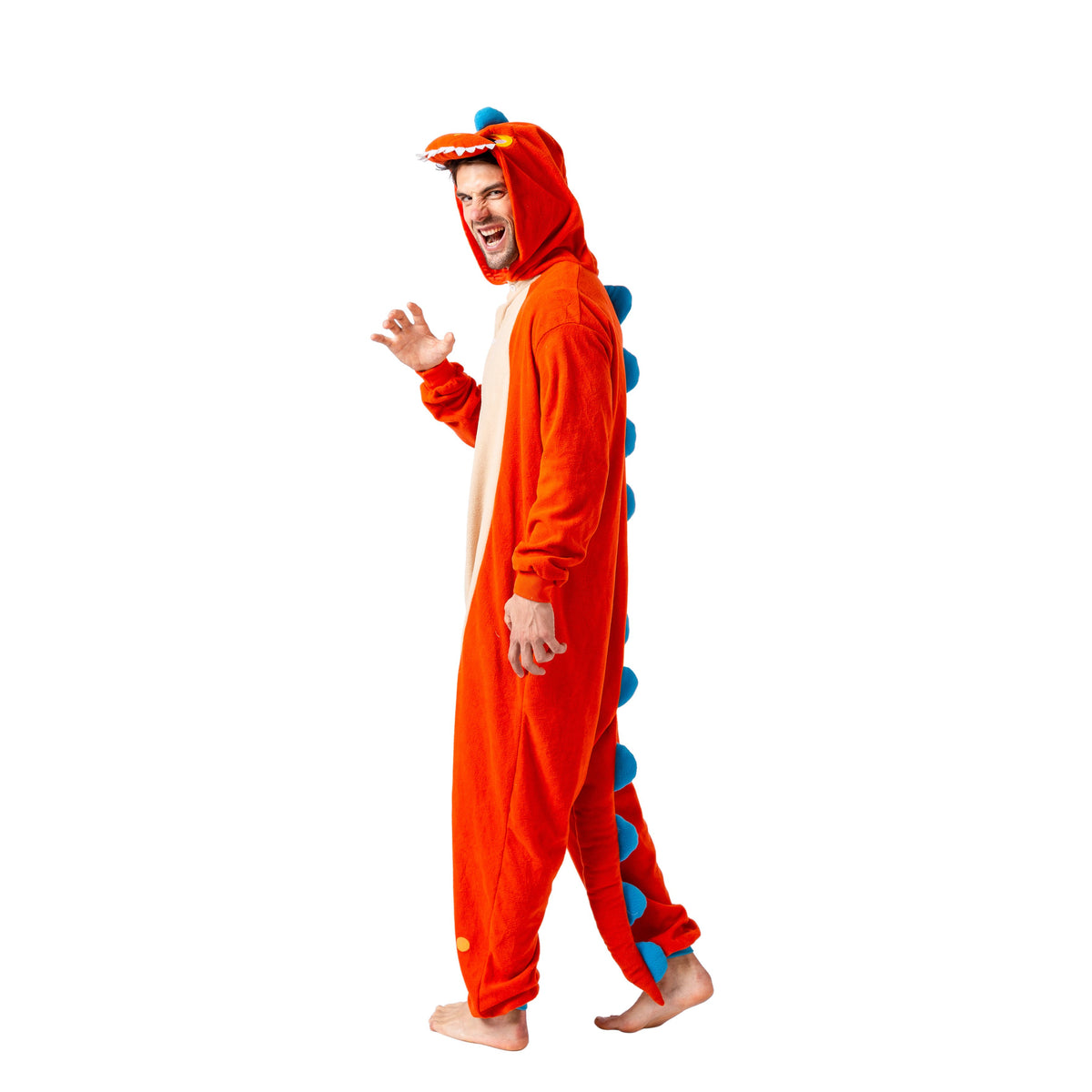 Orange Dinosaur Animal Onesie Pajama Costume