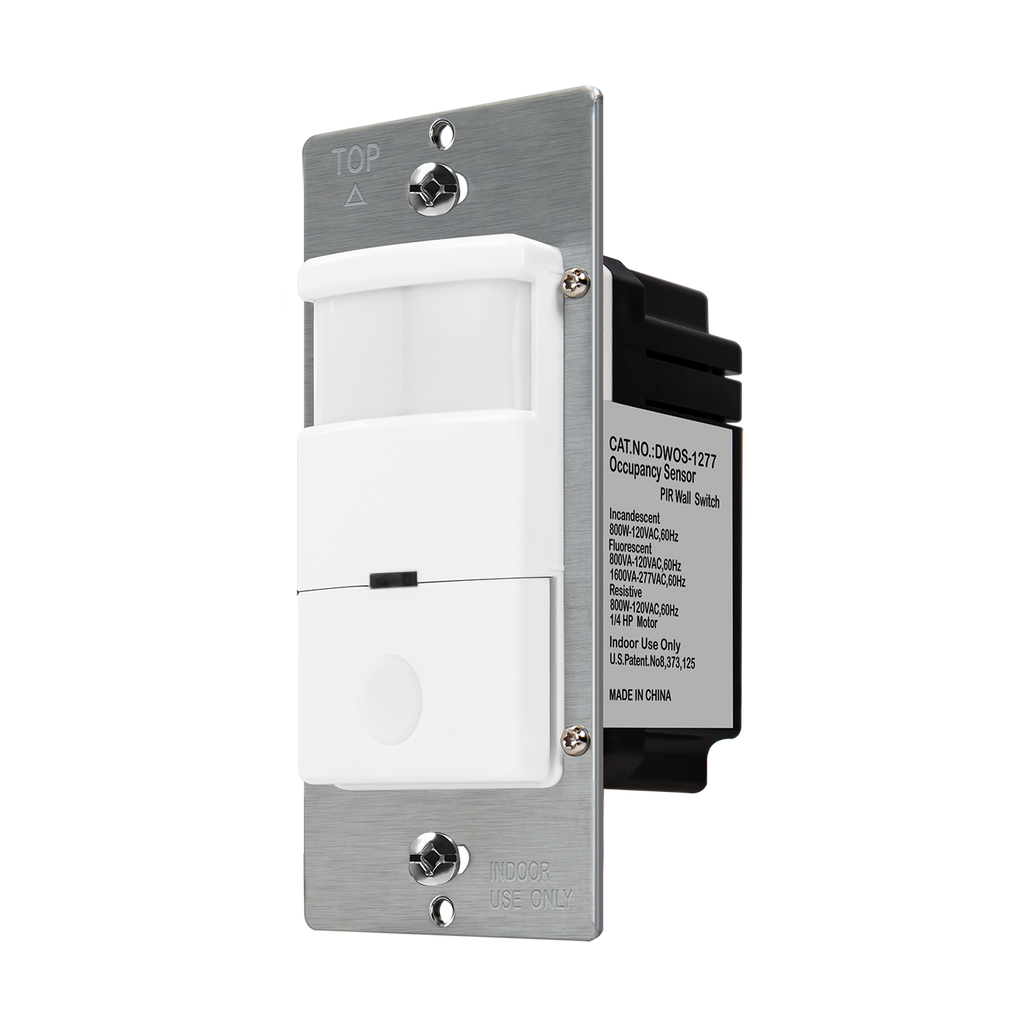 Wall Switch with Dimming 500W Incandescent Only 800 Sq 150-Degree View Bryant Electric RMS121I Occupancy Sensor Passive Infrared 120V AC Ivory Foot Coverage
