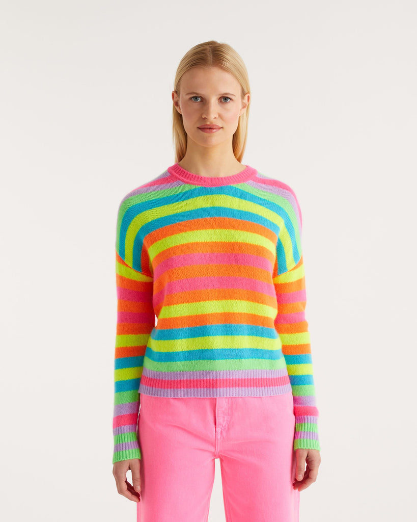 Pull Col Rond Rayures Multicolores Allege
