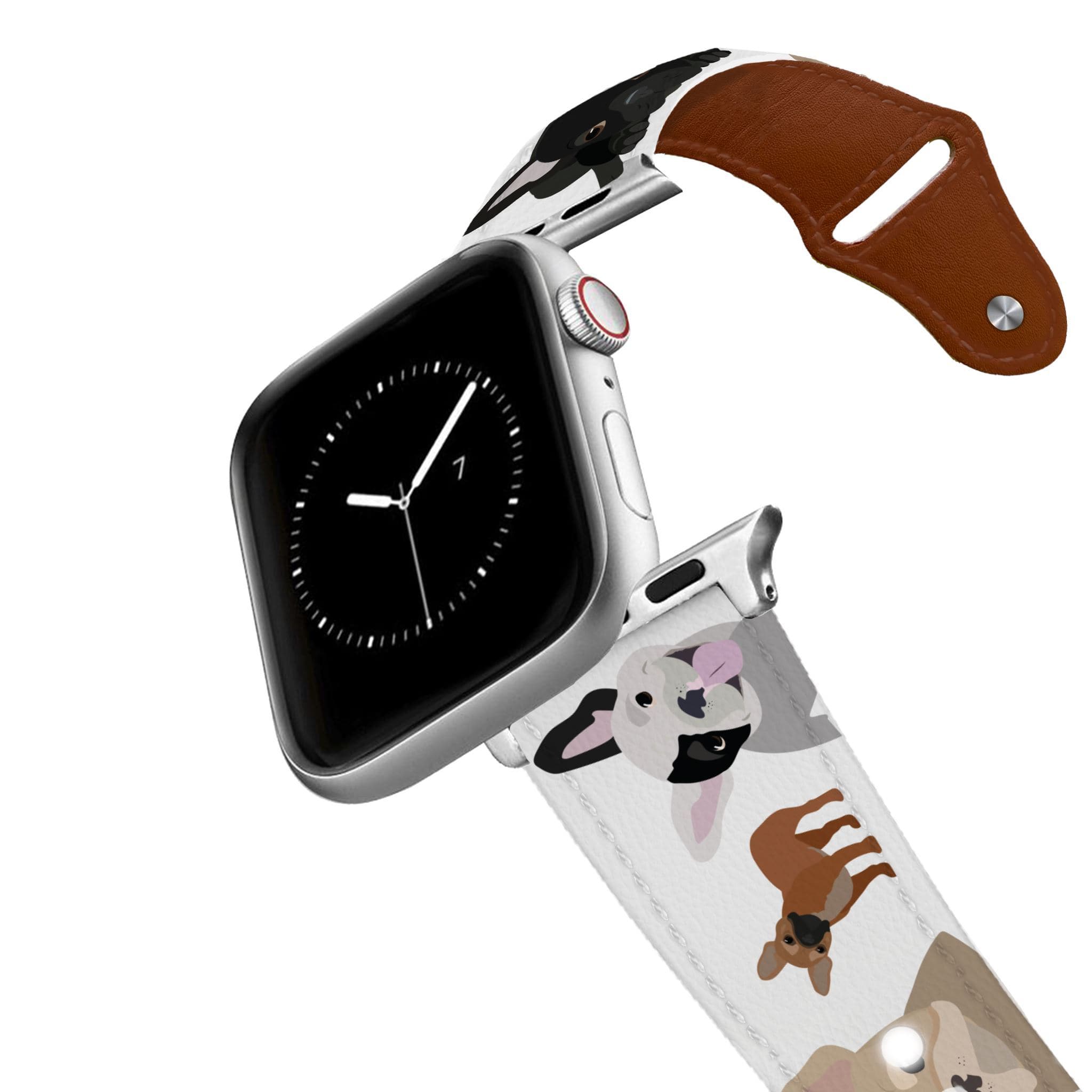 French Bulldog Leather Apple Watch Band Apple Watch Band - Leather mistylaurel BELTS