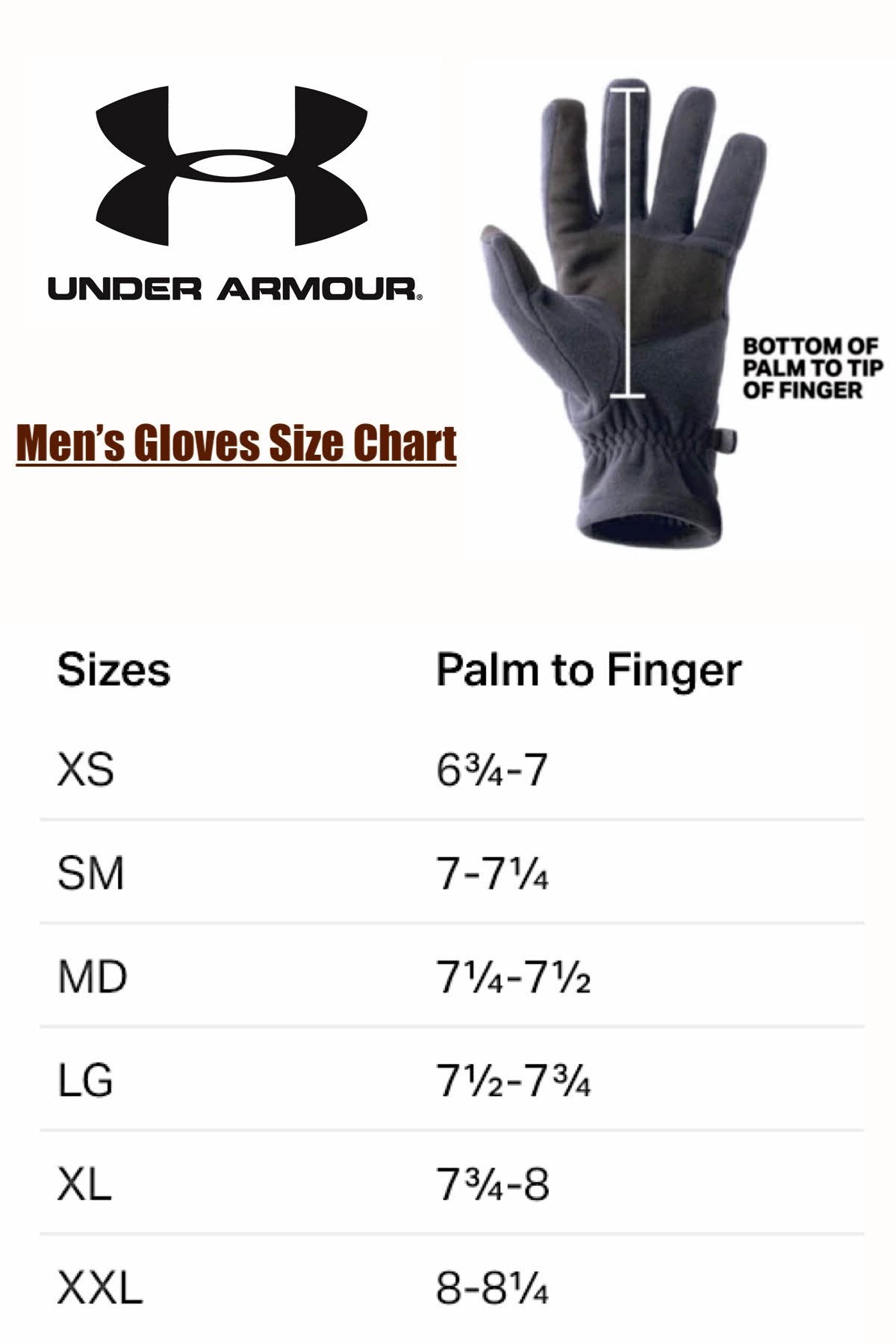 Under Armour Cold Gear Size Chart