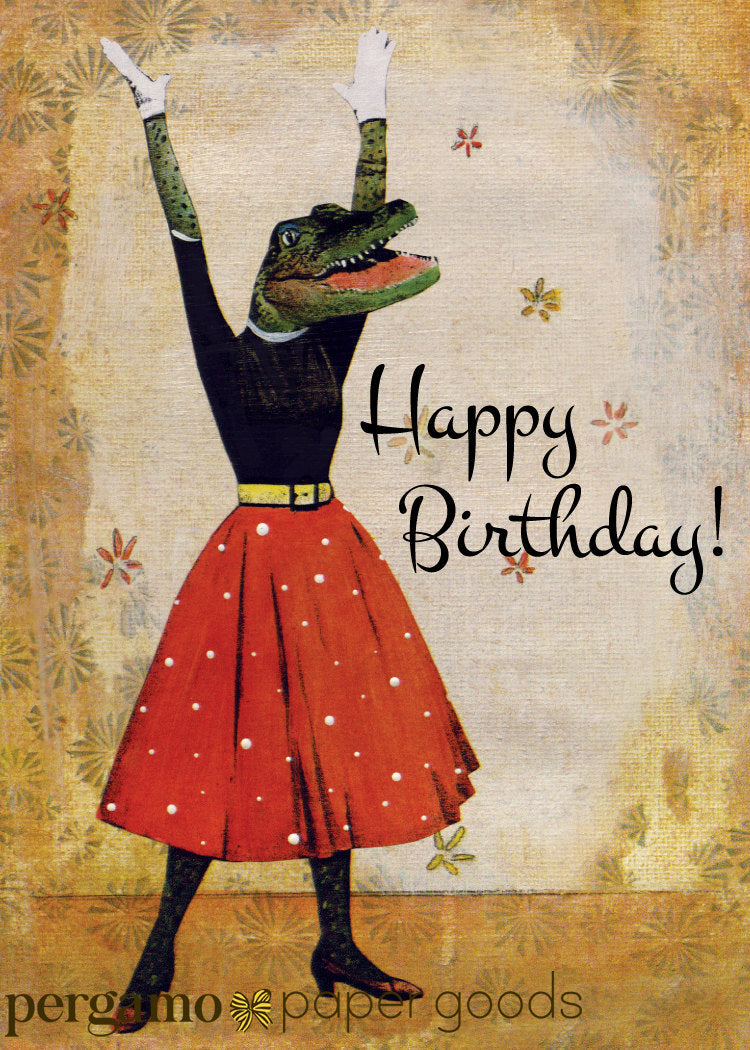 Retro Birthday Cards - Animal Lover Cards - Alligator Birthday Card