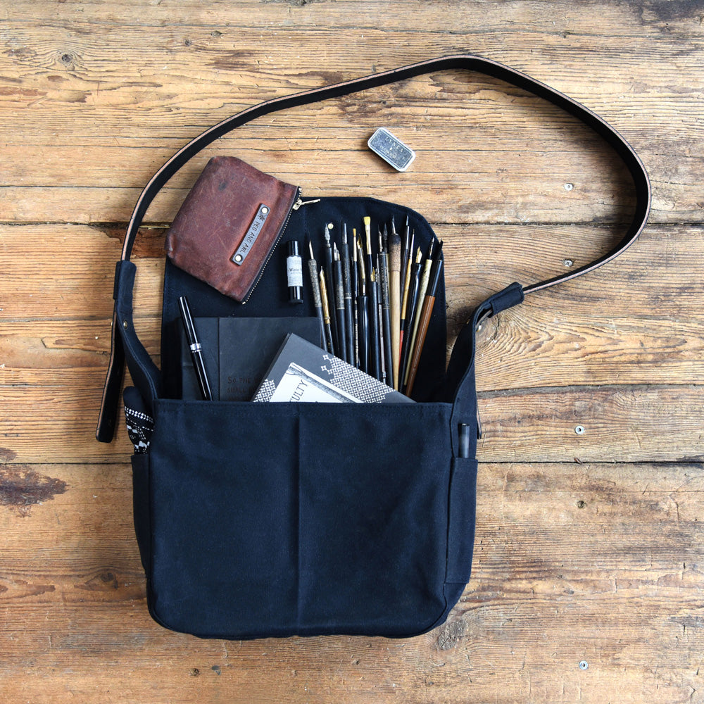 All Black Finch Satchel by Peg and Awl