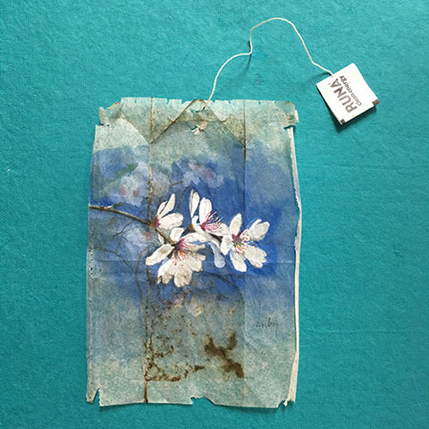 Ruby Silvious 26 Days of Tea in France Cherry Blossom Miniature Tea Bag Art