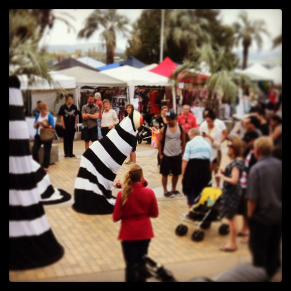 Zebra eyes costume on tauranga waterfront