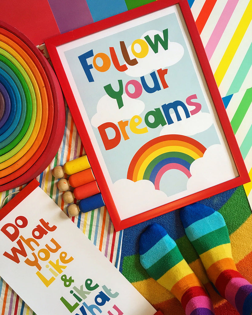 follow your dreams, cute rainbow print by Poppekins
