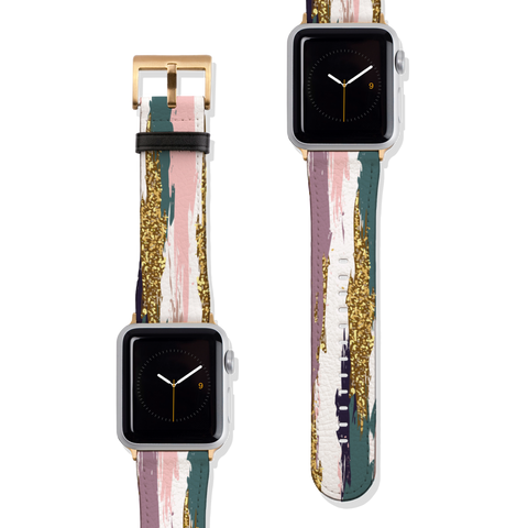 Modern Paint Strokes Vegan Faux Leather Apple Watch Band Series 1 2 3 4 5 38mm 40mm 42mm 44mm | The Urban Flair