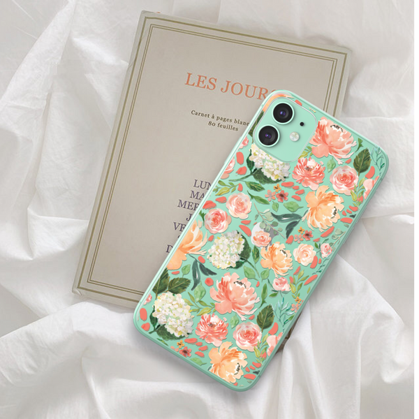 Watercolor Flower Clear Phone Case For Green iPhone 11 at The Urban Flair