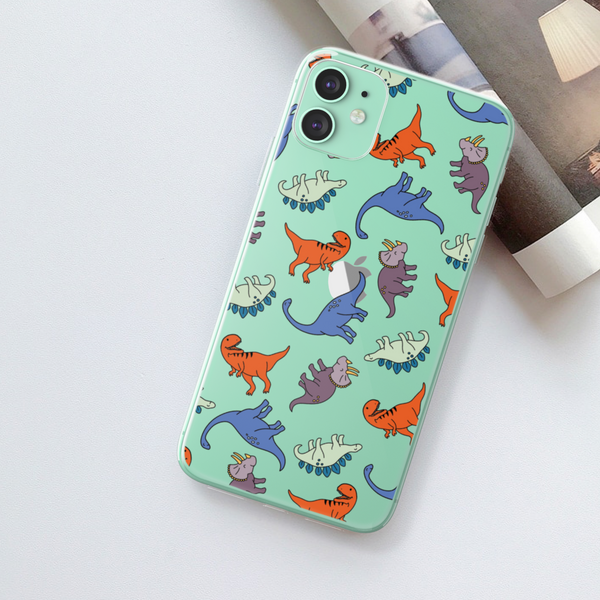 Dinosaur Clear Phone Case For Green iPhone 11 at The Urban Flair