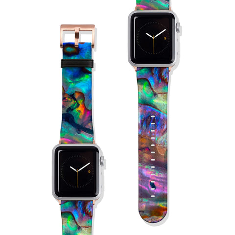 Abalone Mollusk Shell Vegan Faux Leather Apple Watch Band Series 1 2 3 4 5 38mm 40mm 42mm 44mm | The Urban Flair