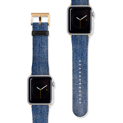 Denim Print Vegan Faux Leather Apple Watch Band Series 1 2 3 4 5 38mm 40mm 42mm 44mm | The Urban Flair