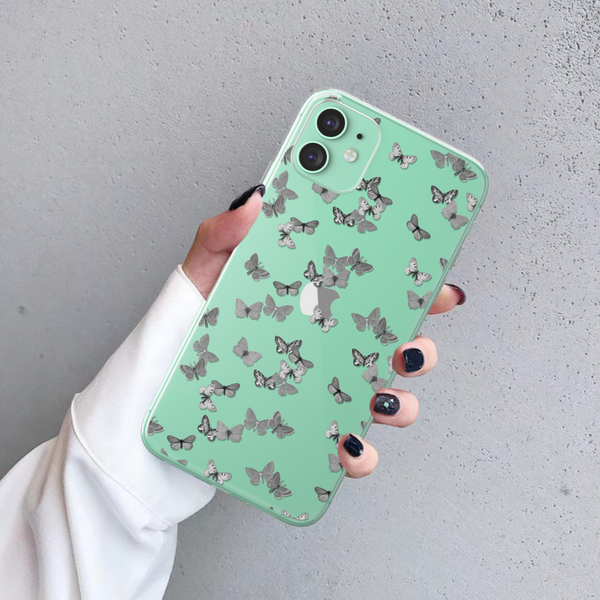 Minimalist Butterfly Clear Phone Case For Green iPhone 11 at The Urban Flair