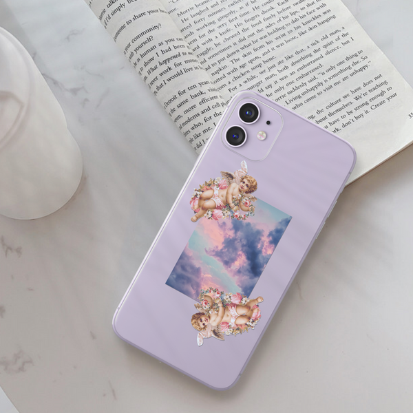 Angel Cloud Aesthetic Clear Phone Case For Purple iPhone 11 at The Urban Flair