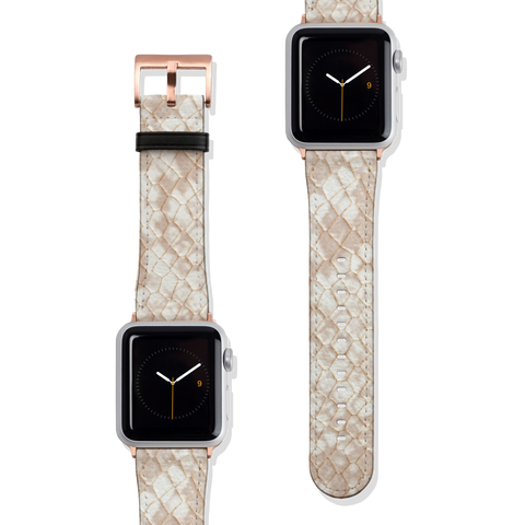 Cream Snakeskin Python Print Vegan Faux Leather Apple Watch Band Series 1 2 3 4 5 38mm 40mm 42mm 44mm | The Urban Flair