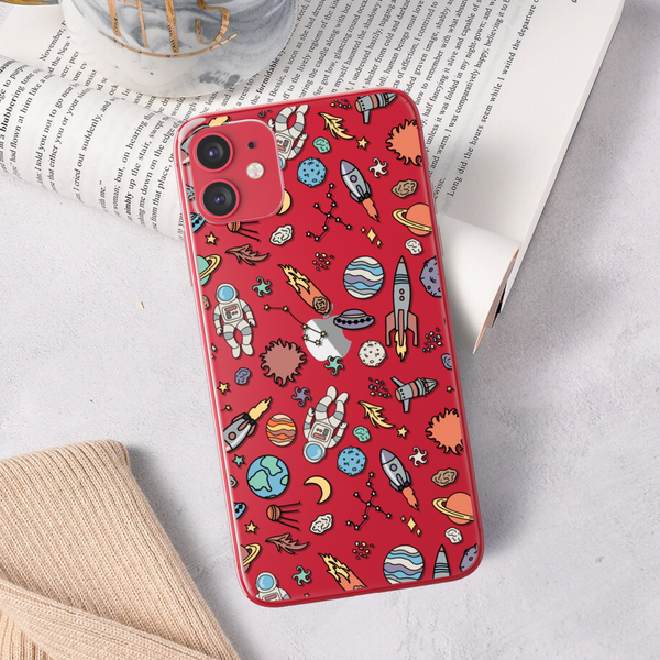 Space Astronaut Doodles Clear Phone Case For Red iPhone 11 From The Urban Flair