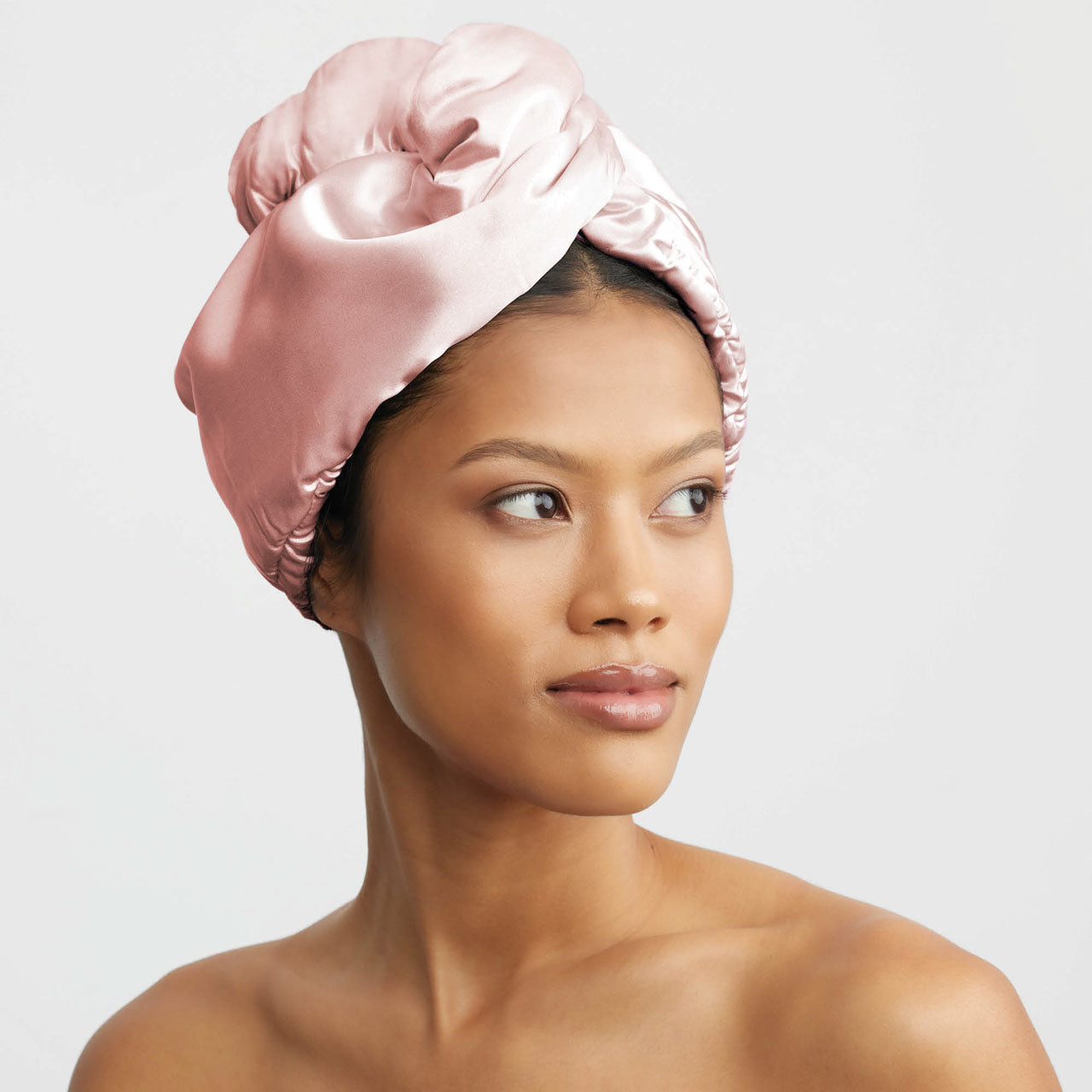 Satin-Wrapped Hair Towel - Blush | KITSCH