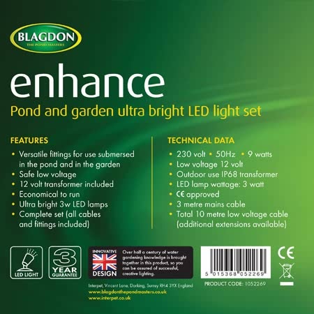 Blagdon Pond And Garden Led Light Set For Submersible Use Or External Use 3 Set 