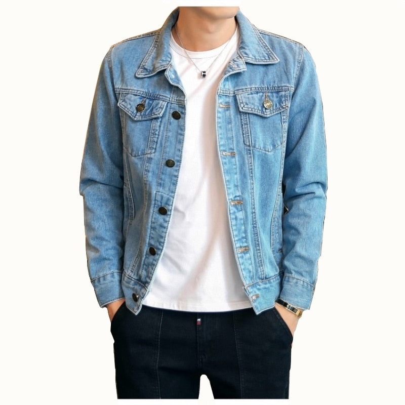 jaqueta jeans masculina azul claro