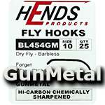 Hends Barbless Dry Fly Hooks BL 454 Gunmetal