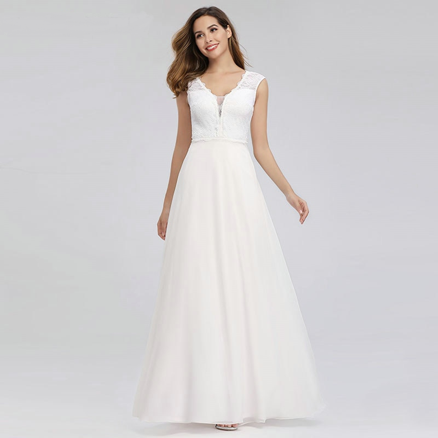 Plunging neckline wedding dress