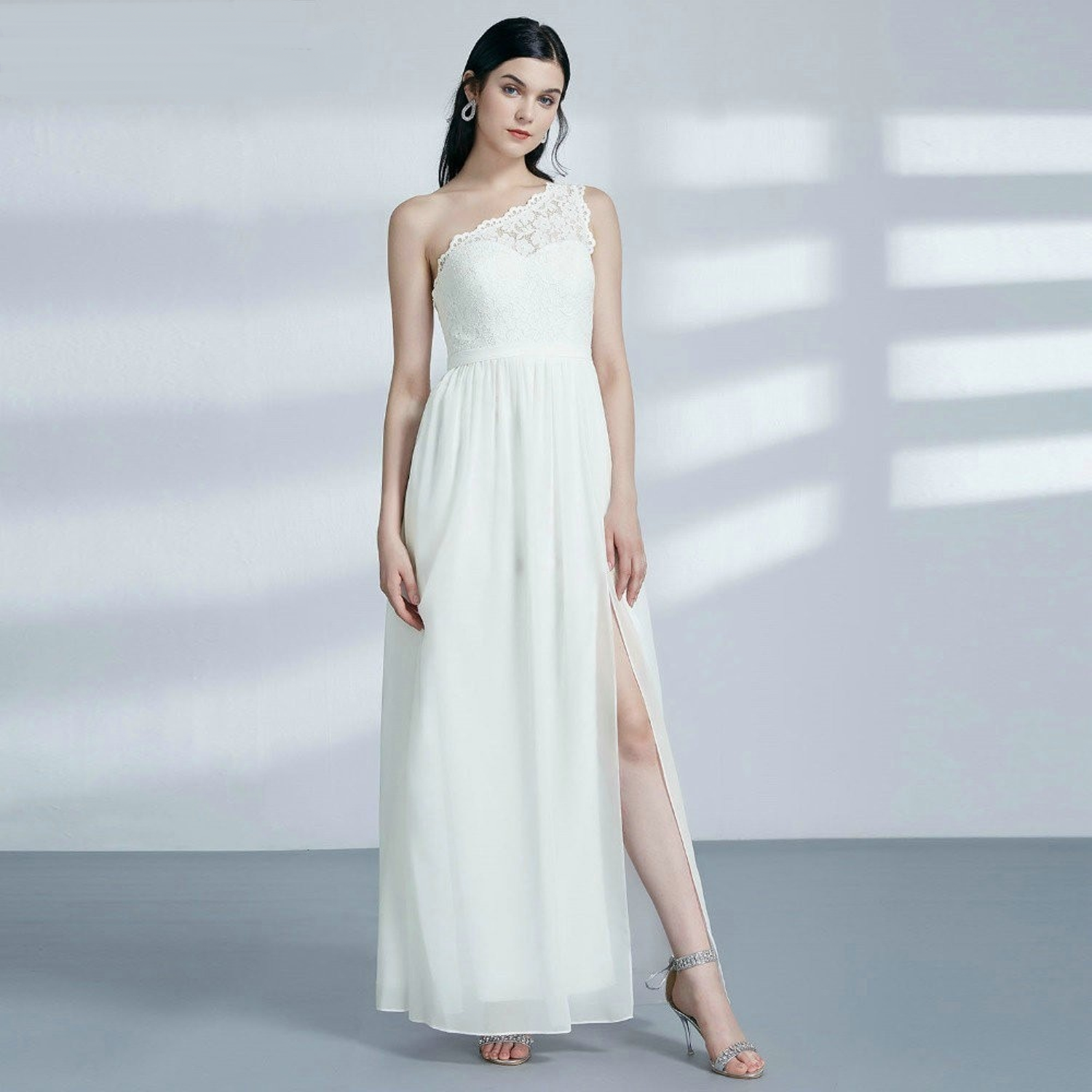 High slit wedding dress