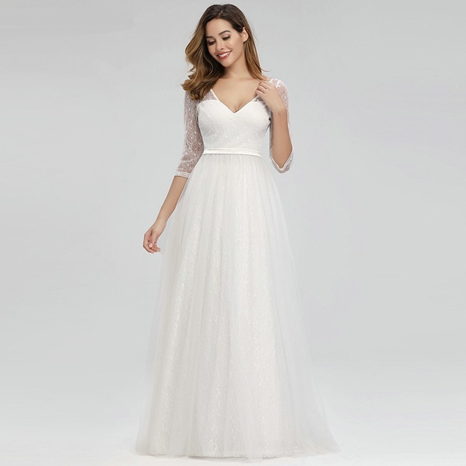 A-line wedding dress with sleeves