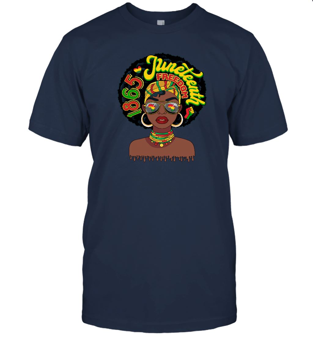 Afro Woman With Juneteenth Vibes T-shirt Apparel Gearment Unisex Tee Navy S