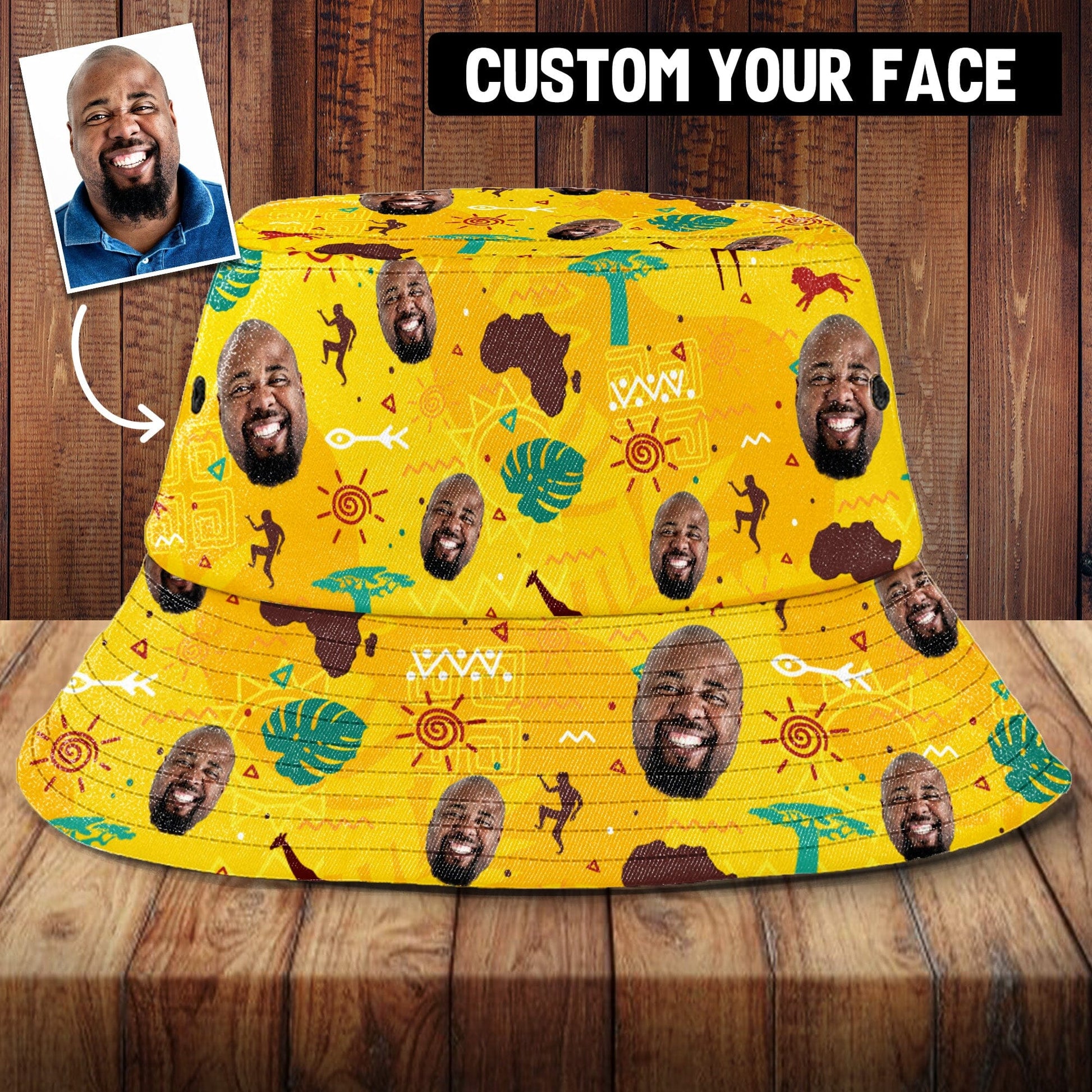 Custom Face African Pattern Bucket Hat Bucket Hat Tianci 