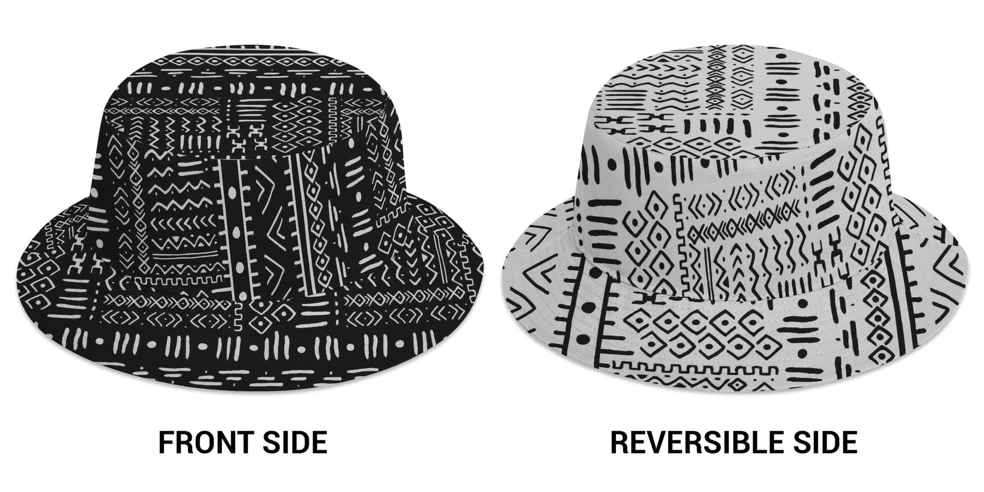 Mudcloth Black And White Reversible Bucket Hat Reversible Bucket Hat Tianci 