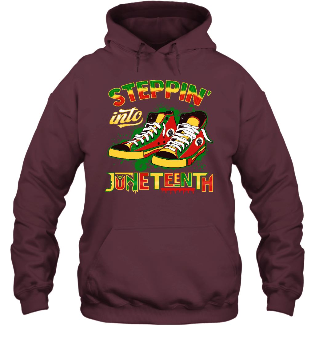 Steppin' Into Juneteenth T-shirt Apparel Gearment Unisex Hoodie Maroon S