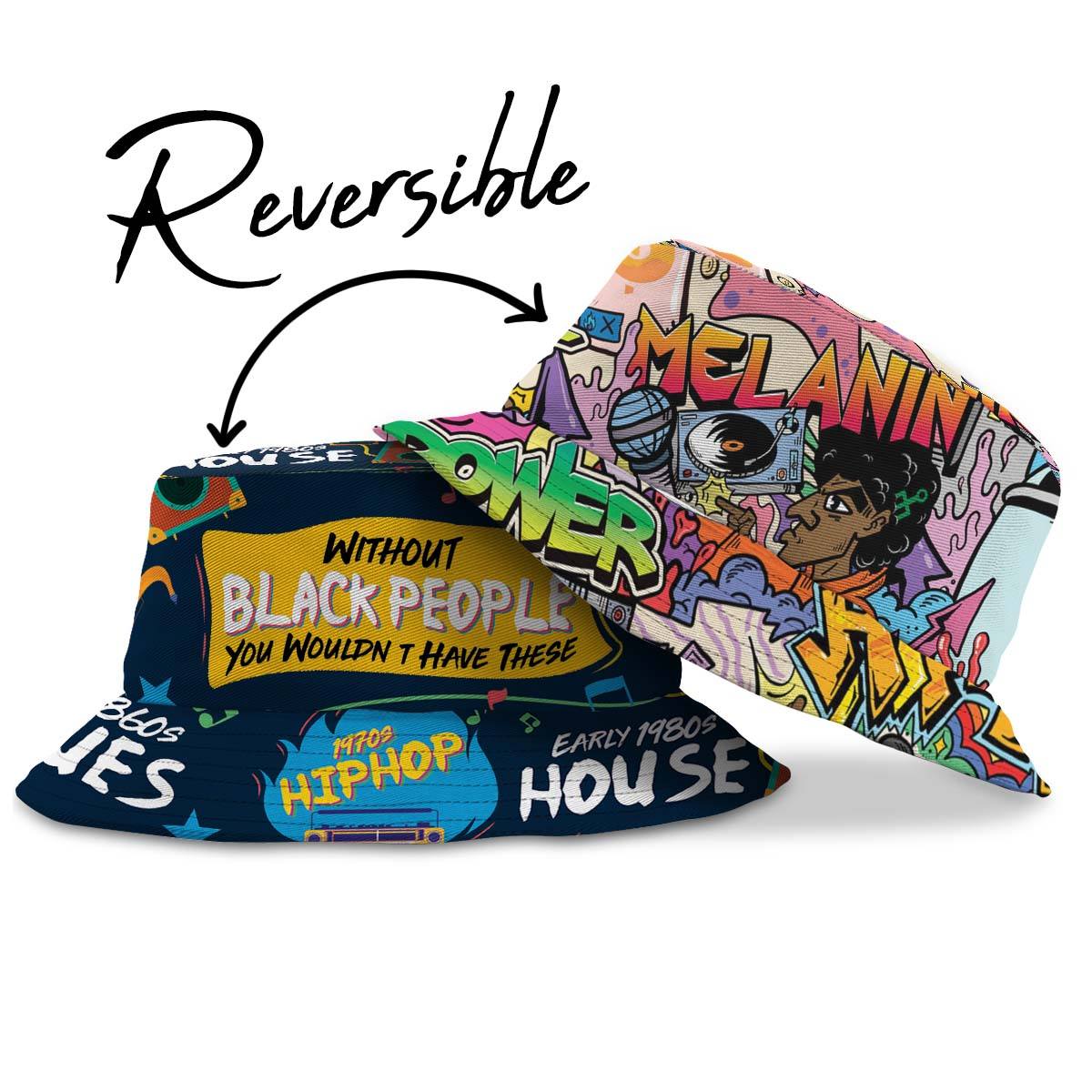 Hip Hop Graffiti Art & Music That Makes Us Proud Reversible Bucket Hat Reversible Bucket Hat Tianci 