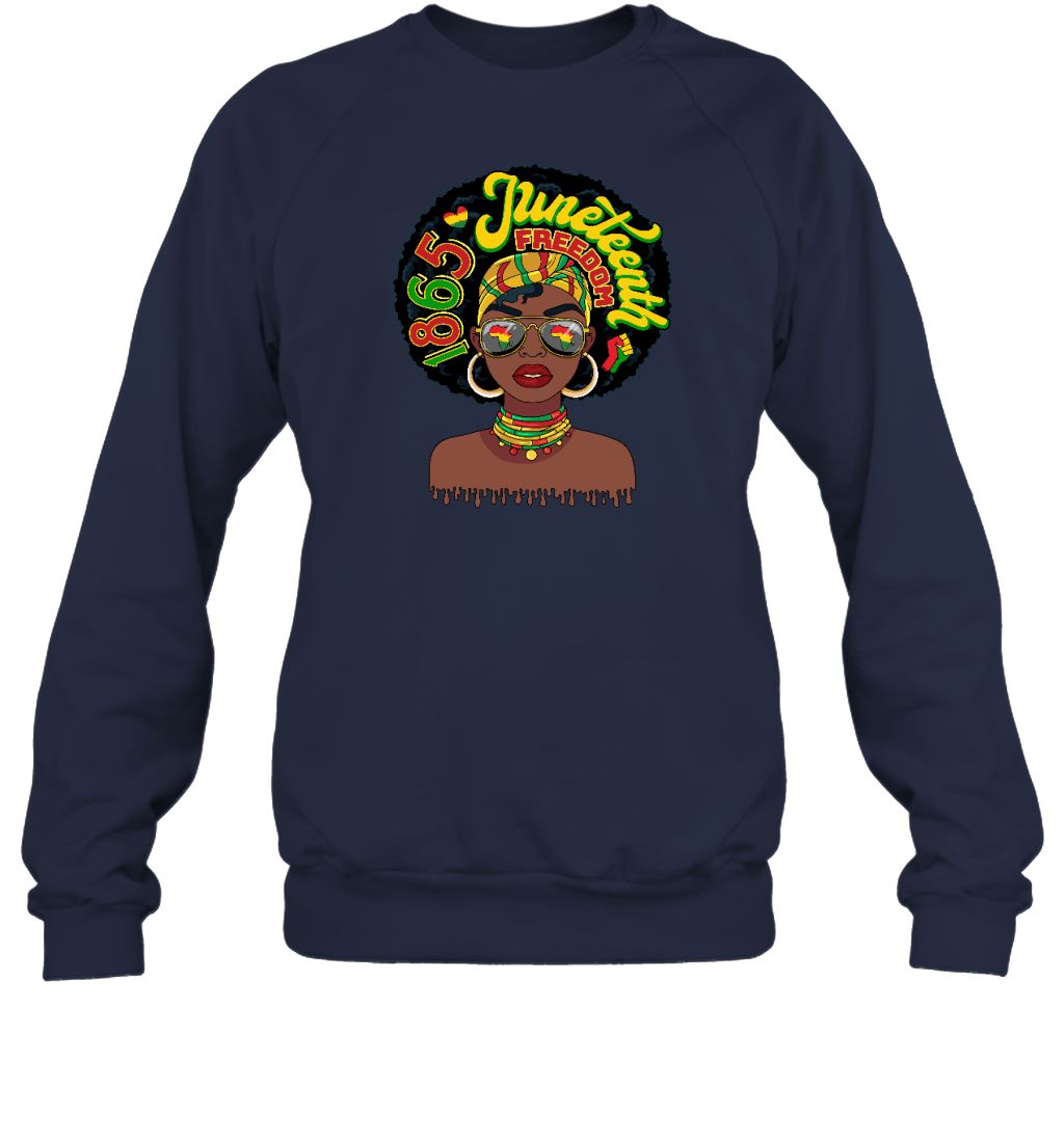 Afro Woman With Juneteenth Vibes T-shirt Apparel Gearment Crewneck Sweatshirt Navy S