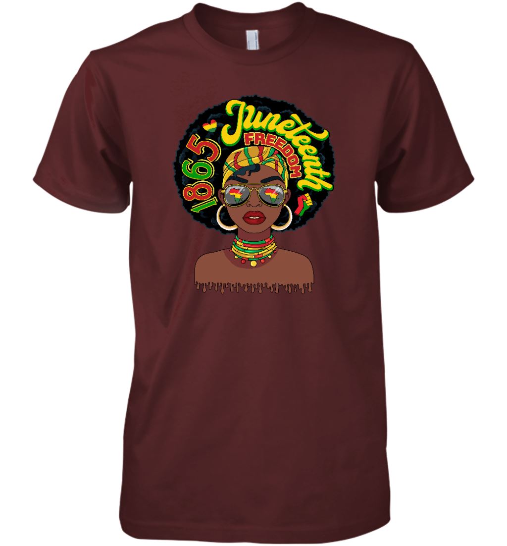 Afro Woman With Juneteenth Vibes T-shirt Apparel Gearment Premium T-Shirt Maroon XS
