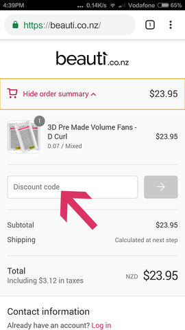 Where to enter Shopify discount code - Mobile 2/2