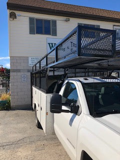 Custom built truck rack with basket