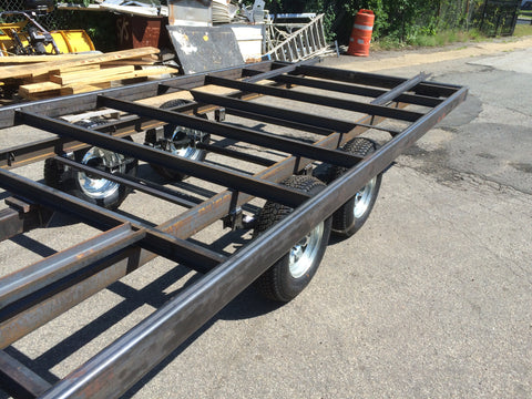 Custom built deck over tandem axle trailer