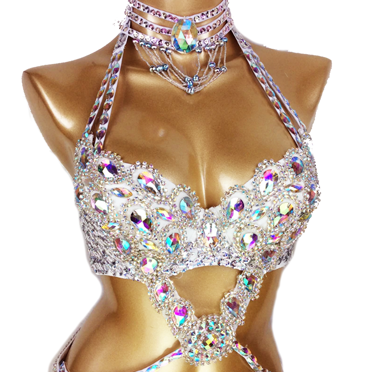Belly Dance Costume Luna For Women Bra Belt Necklace 3 Pieces Nefertiti Bellydance