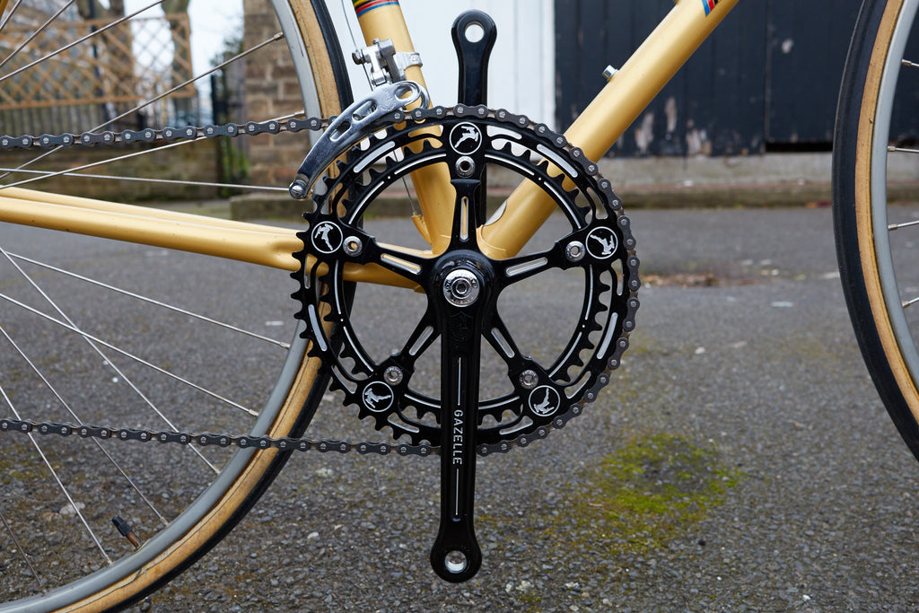 Black Anodised Campagnolo Nuovo Record Chainset for Gazelle