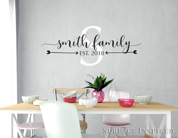 Personalized Family Name Monogram Wall Decal Vinyl Wall Art Smith Fami – Surface Inspired Home ...