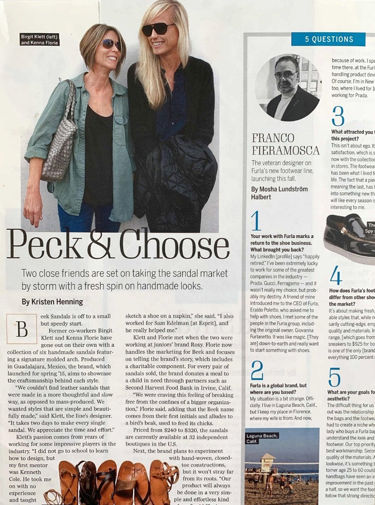 Footwear News page featuring beek co-founders Birgit and Kenna