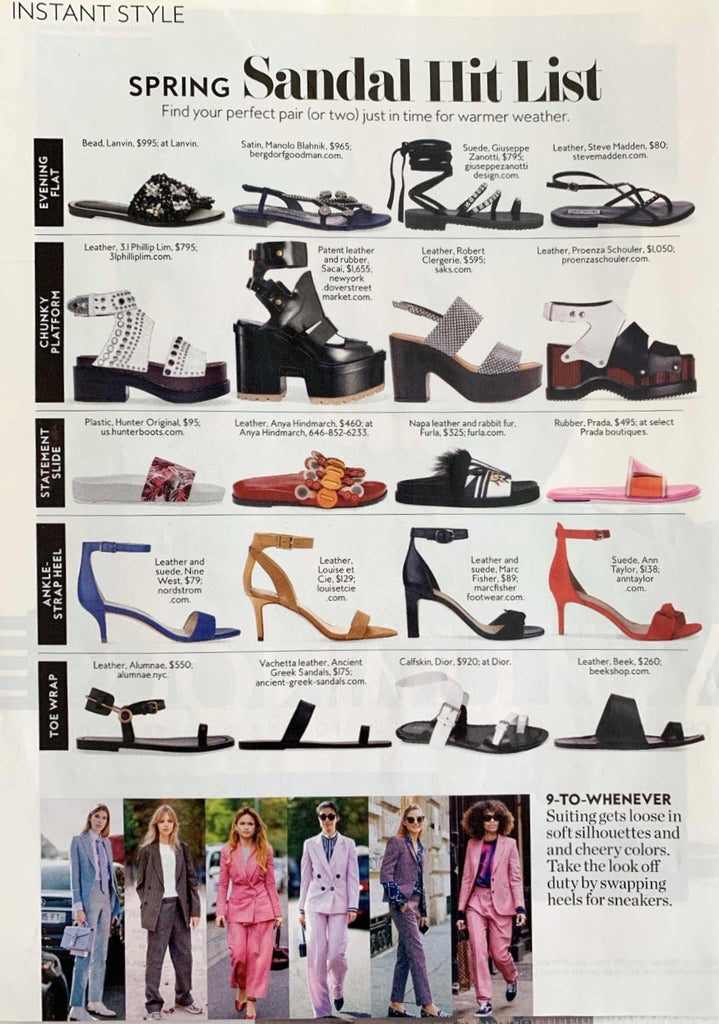 InStyle magazine page featuring beek sandals