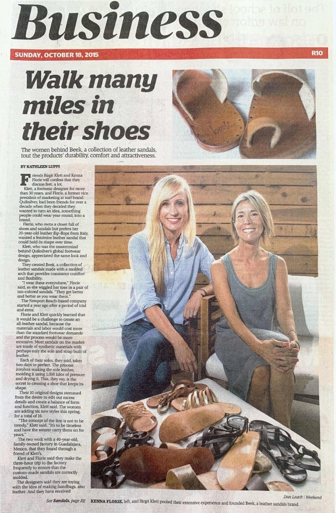 Los Angeles Times page featuring beek co-founders Birgit and Kenna