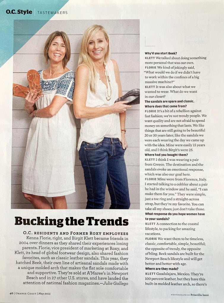 OrangeCoast page featuring beek co-founders Birgit and Kenna