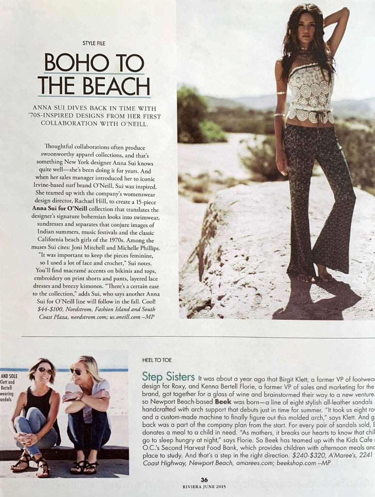 Riviera Orange County page featuring beek co-founders Birgit and Kenna