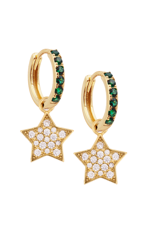 Atelier 18 Emerald Midi Earrings with Large Star Drop