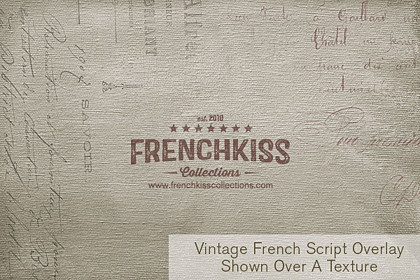 Vintage French Script overlay on a painted texture from the Artiste collection.