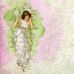 Flower Nymph illustration from a vintage postcard usage example by Leslie Nicole for French Kiss Collections.