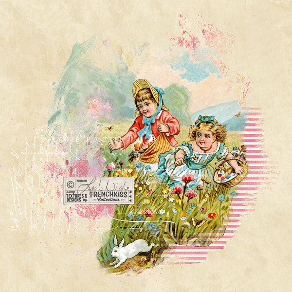 Collage example using the 4 Seasons Victorian Trade Card digital download.