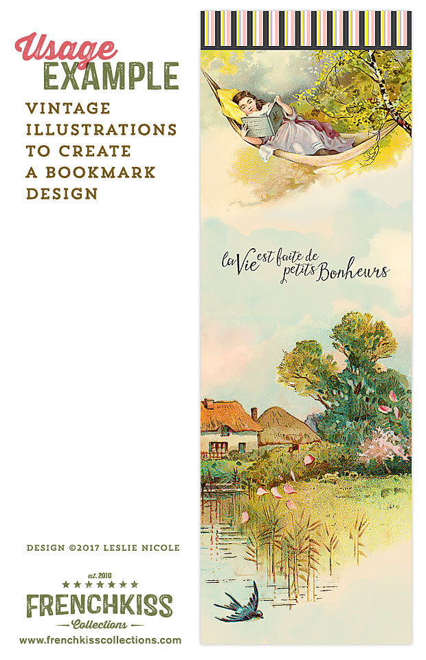 Bookmark design using two Victorian trade card illustrations.
